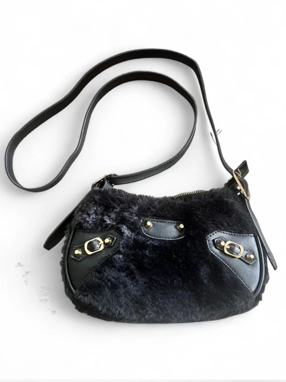 Extra Fur Life Crossbody Bag - Black